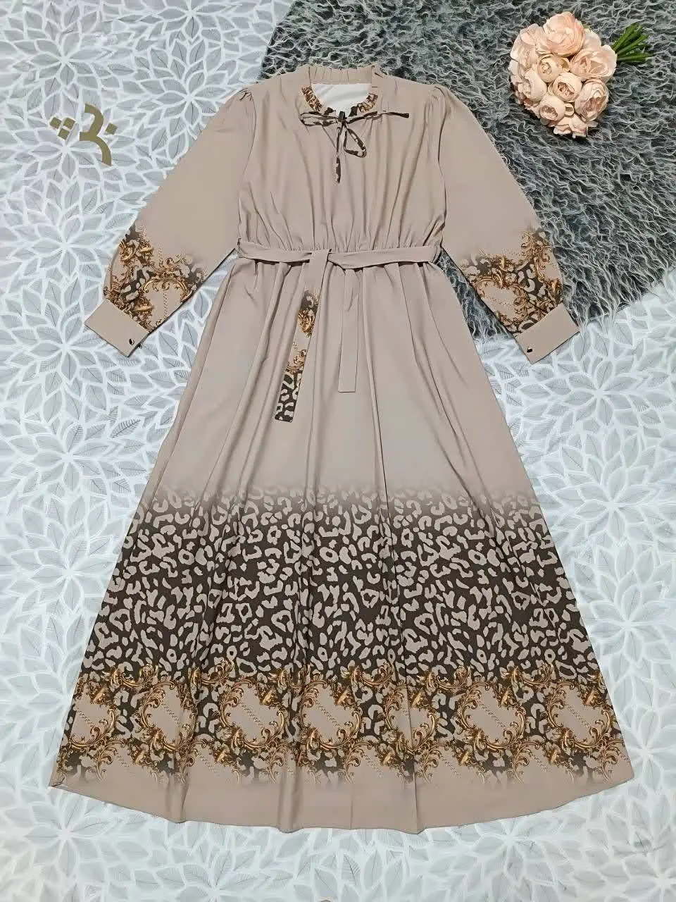 پیراهن ماکسی پلنگی زنجیری