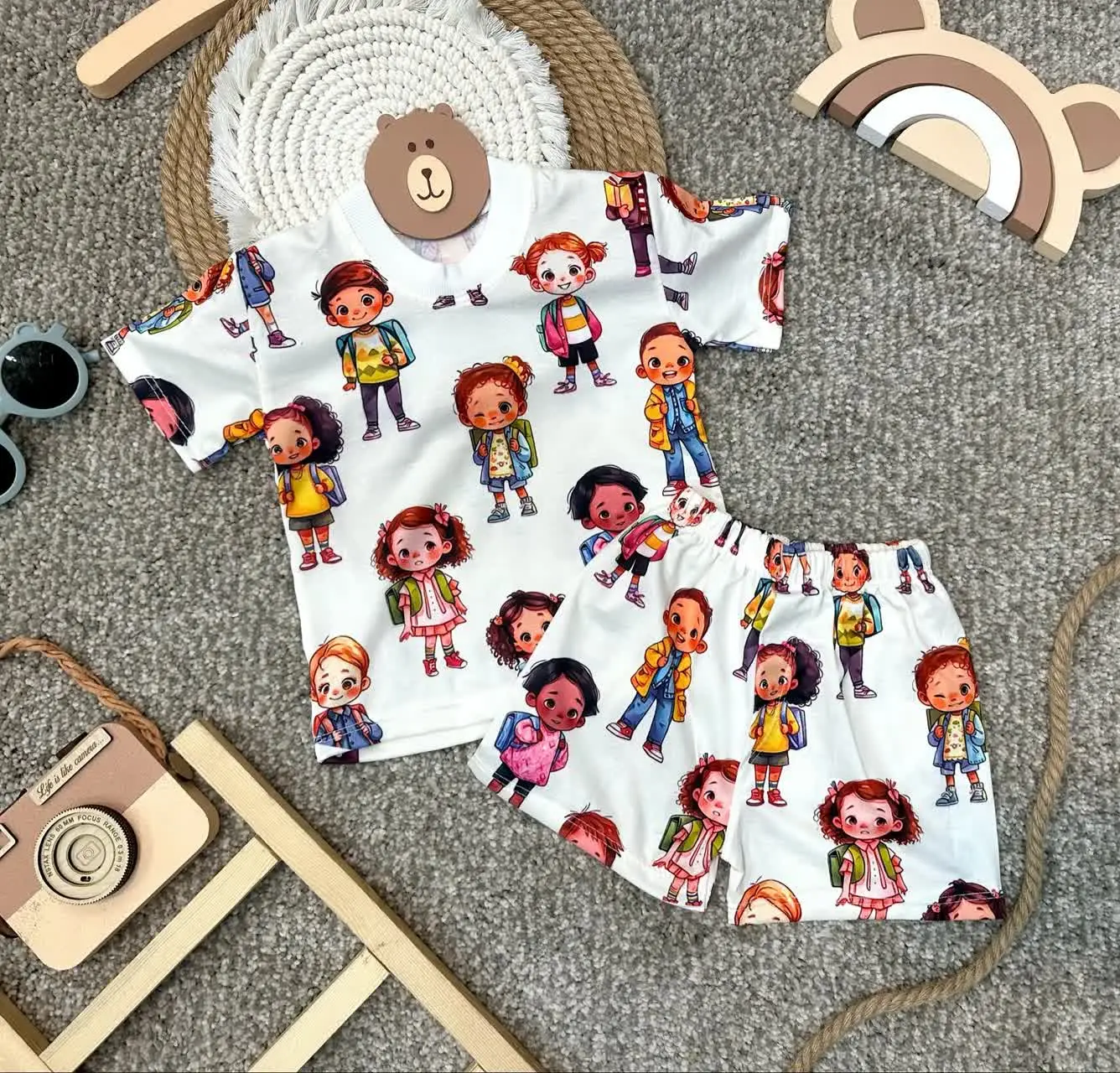 👫تیشرت شلوارک پسرانه تمام چاپ عروسکی ✅
