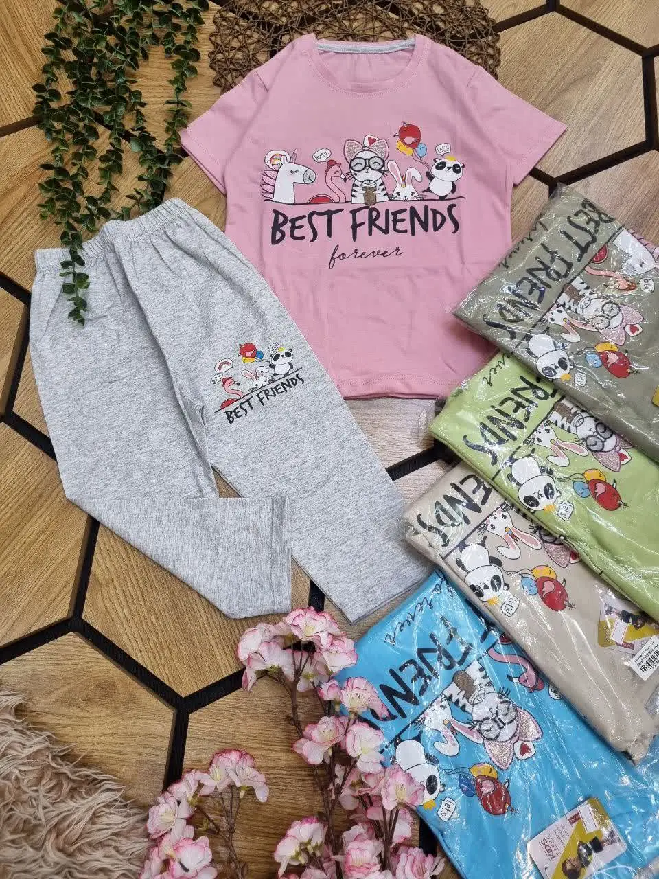 👕تیشرت پنبه شلوار ملانژ دخت...