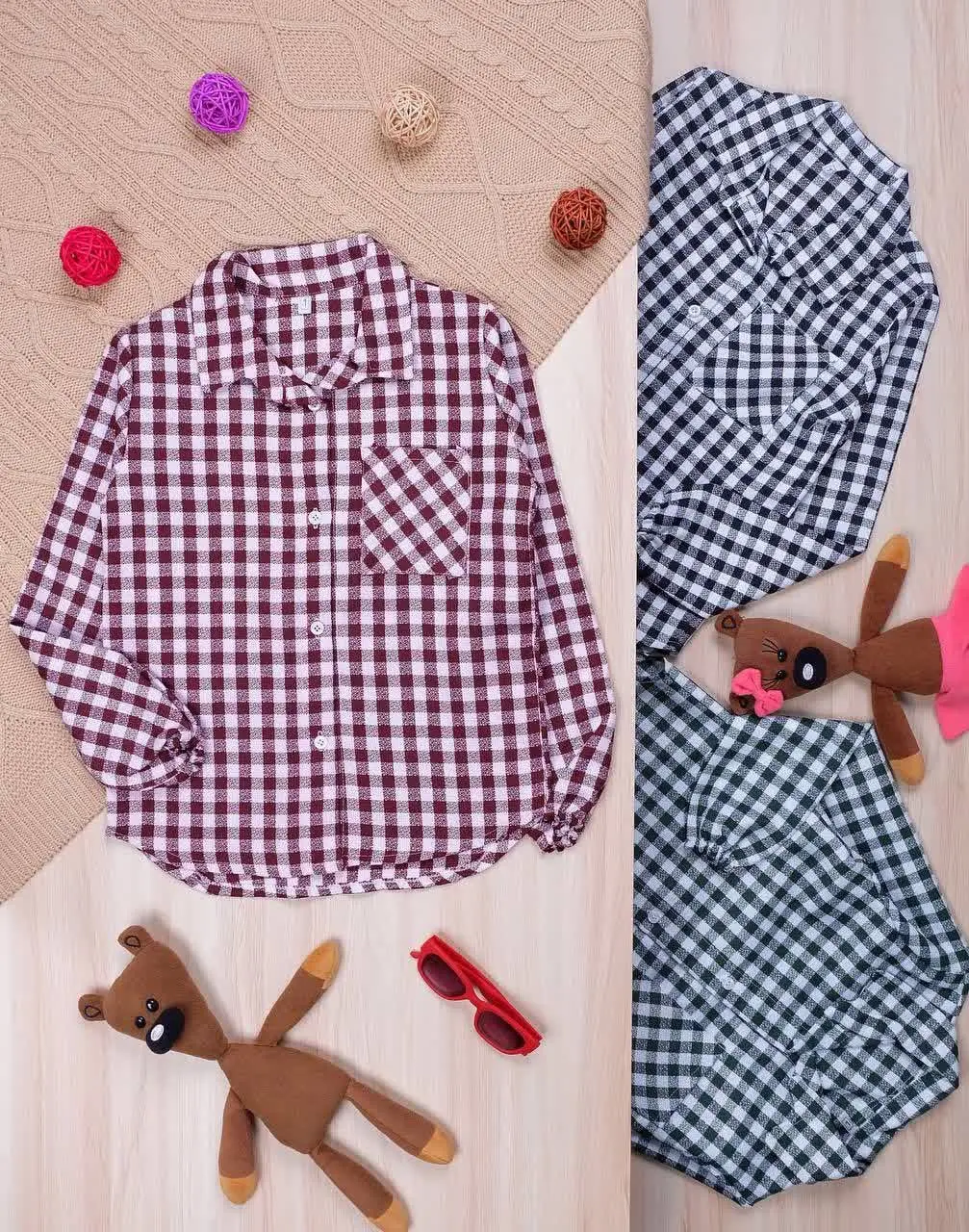 👫تونیک تک جیب شانتون شطرنجی👫
