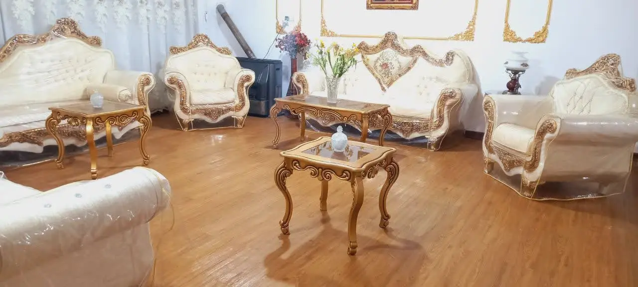 🟢 مبل استیل مصری ۱۰نفره با کاور در حد نو کار تهران👌👌
