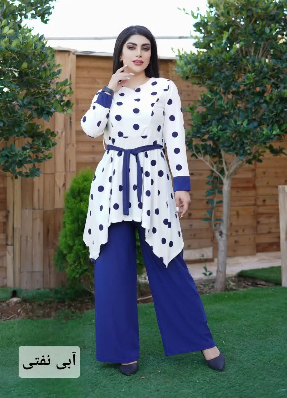 🛍نام: ست تونیک و شلوار مدل خال درشت
