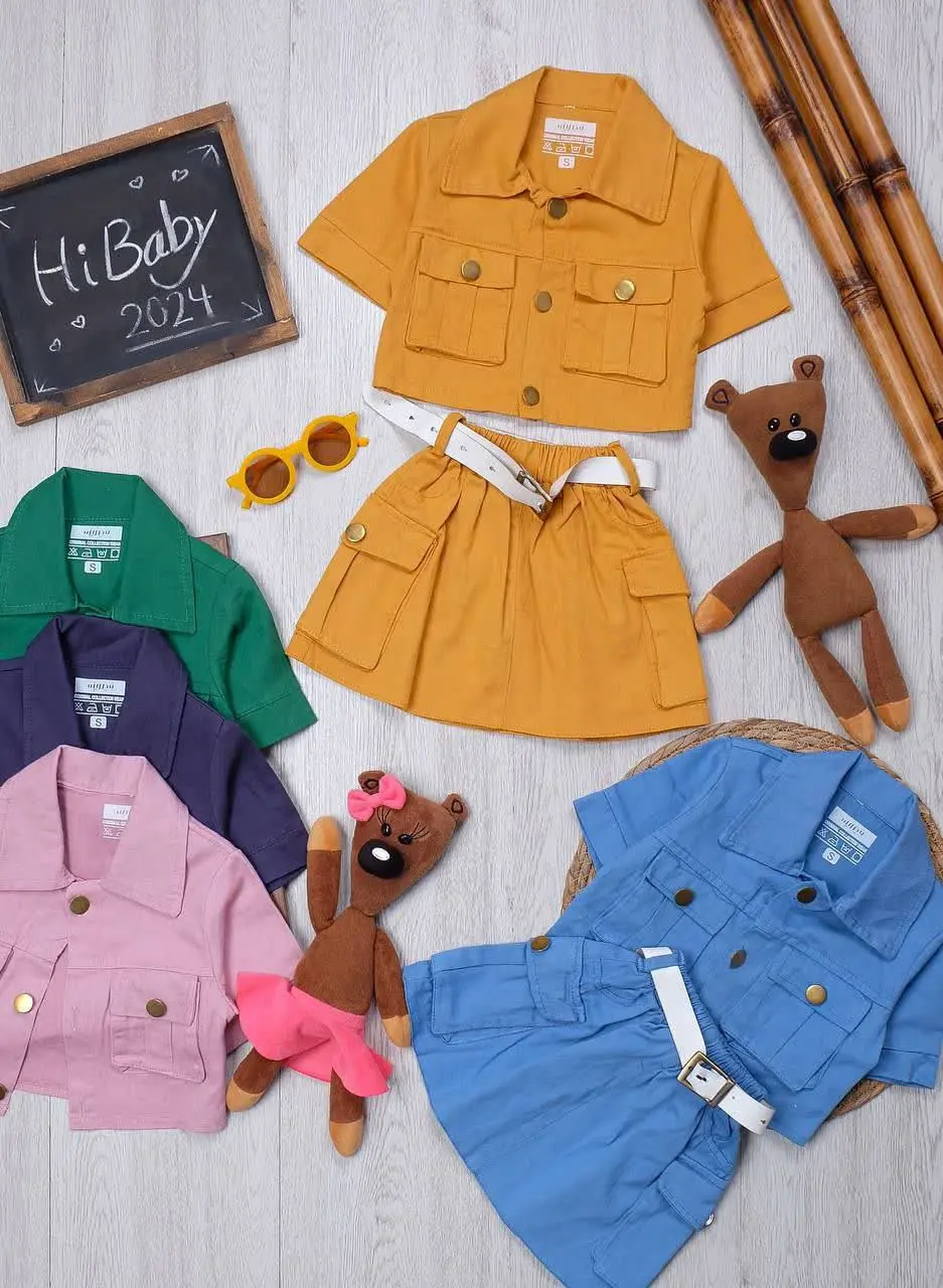 👫کراپ و دامن کتان دو جیب👫
