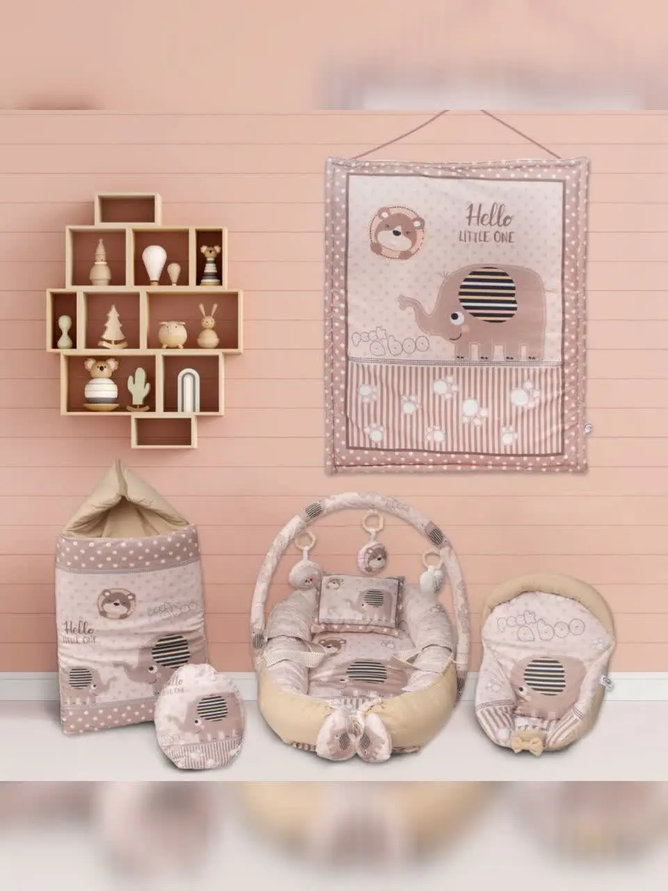 تشک لبه دار هفت تکه طرح فیل راه راه نوزادی و کودک کد ۲۱۰۴۲ 
