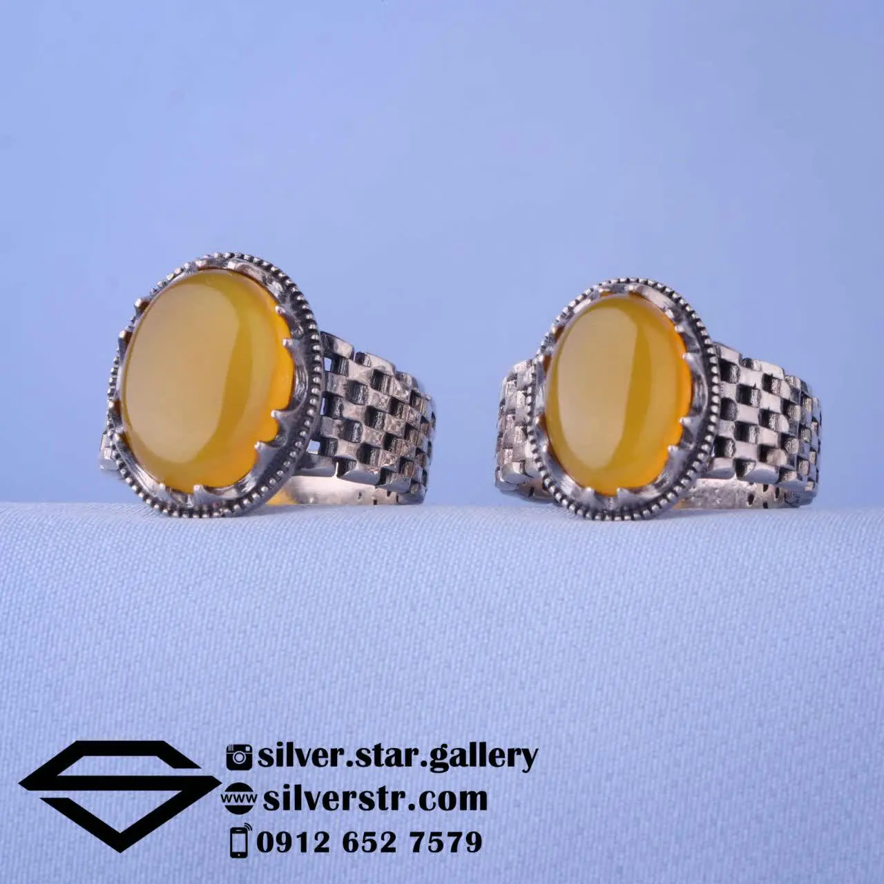 💛 انگشتر ست عقیق زرد کد ۱۲۷۱