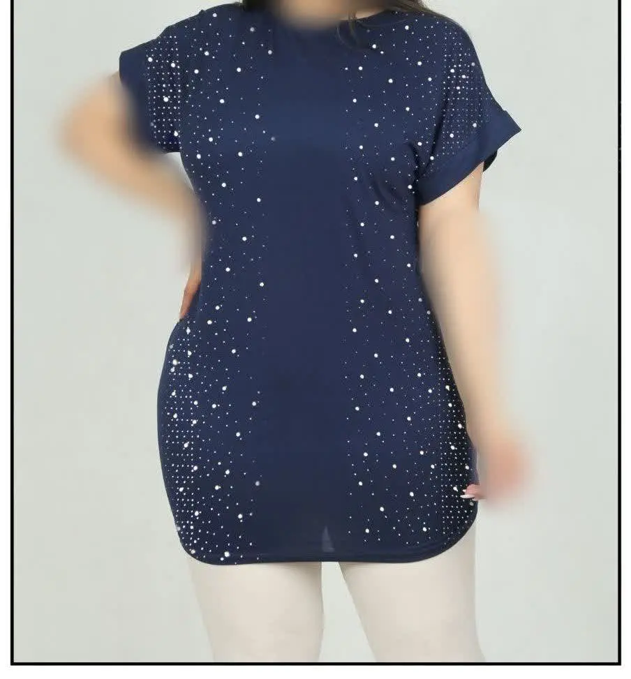 تیشرت آستین سر خود نگین دار a
