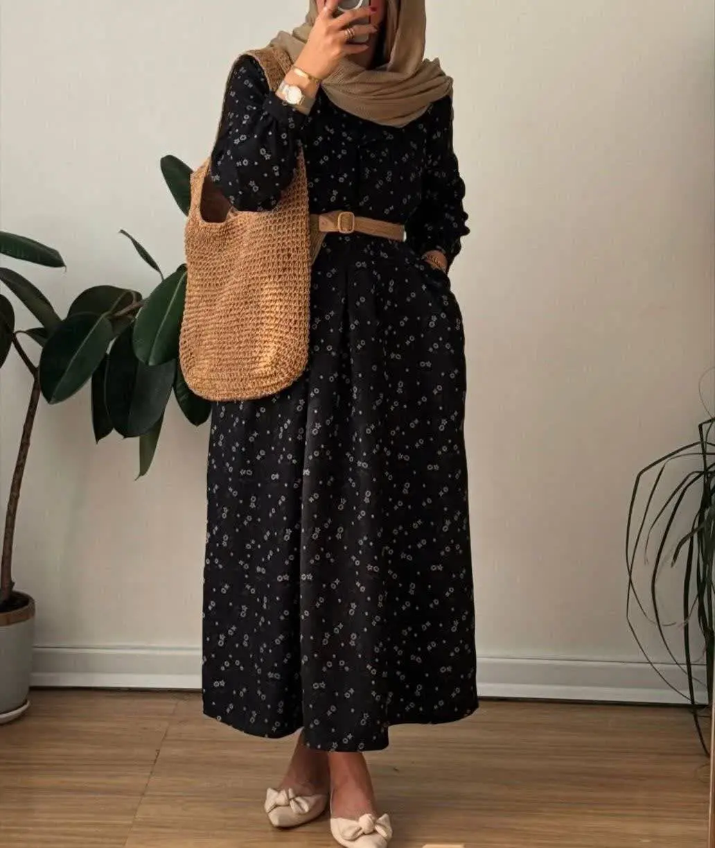 پیراهن بلند گل گچی ۱۰۰