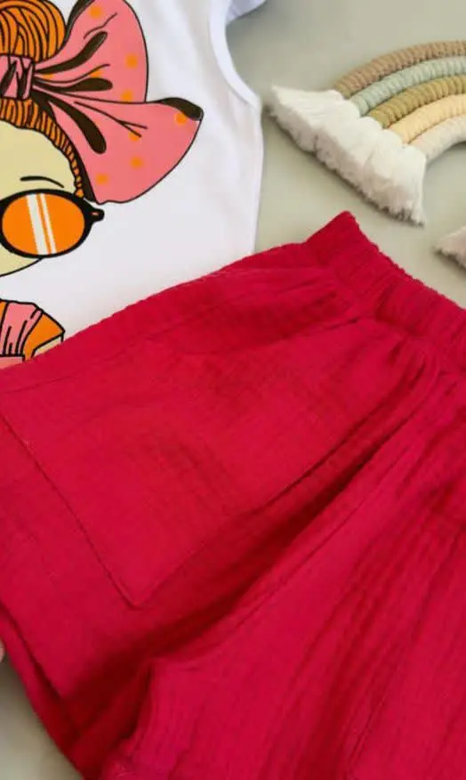 🌸تیشرت شلوارک دخترانه طرح دختر🌸
