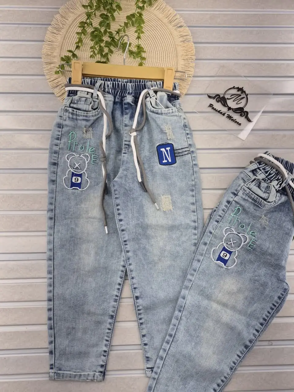 ✅ شلوار لی گلدوزی مام استایل ✅