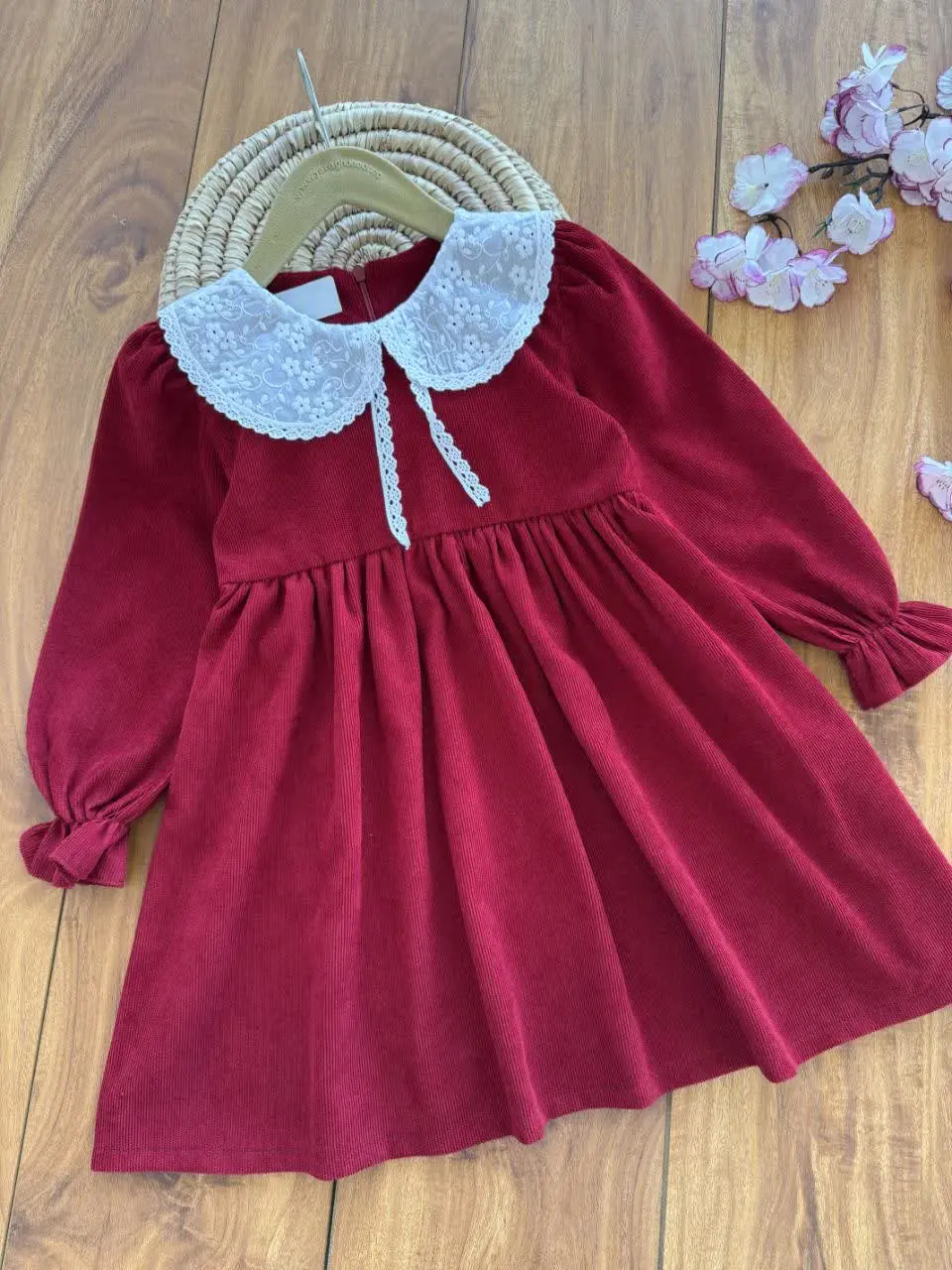 پیراهن مخمل کبریتی دخترانه...