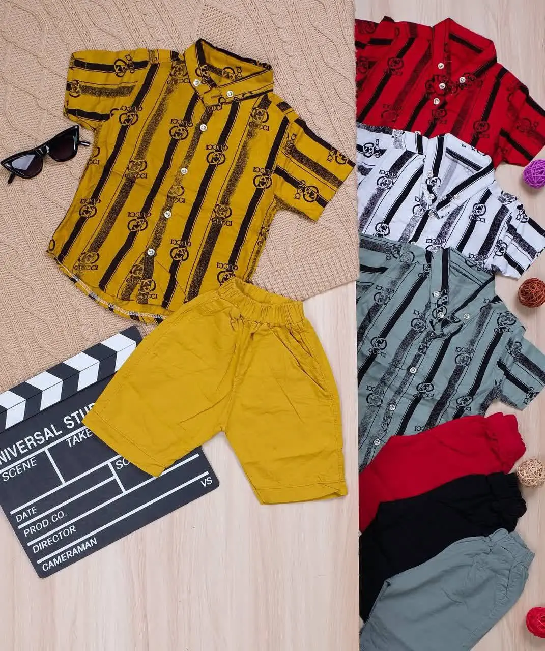 👫پیراهن و شلوارک نخی چاپ GUCCI👫
