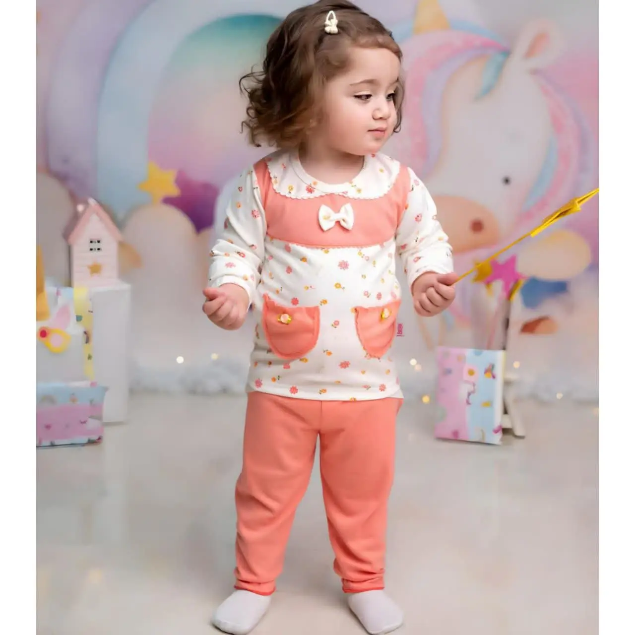 بلوز شلوار دو جیب گلبهی نوز...