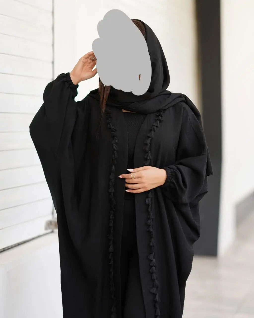 🏴 مدل عبایی آستین کیمونو ماکسی منگوله‌ای
