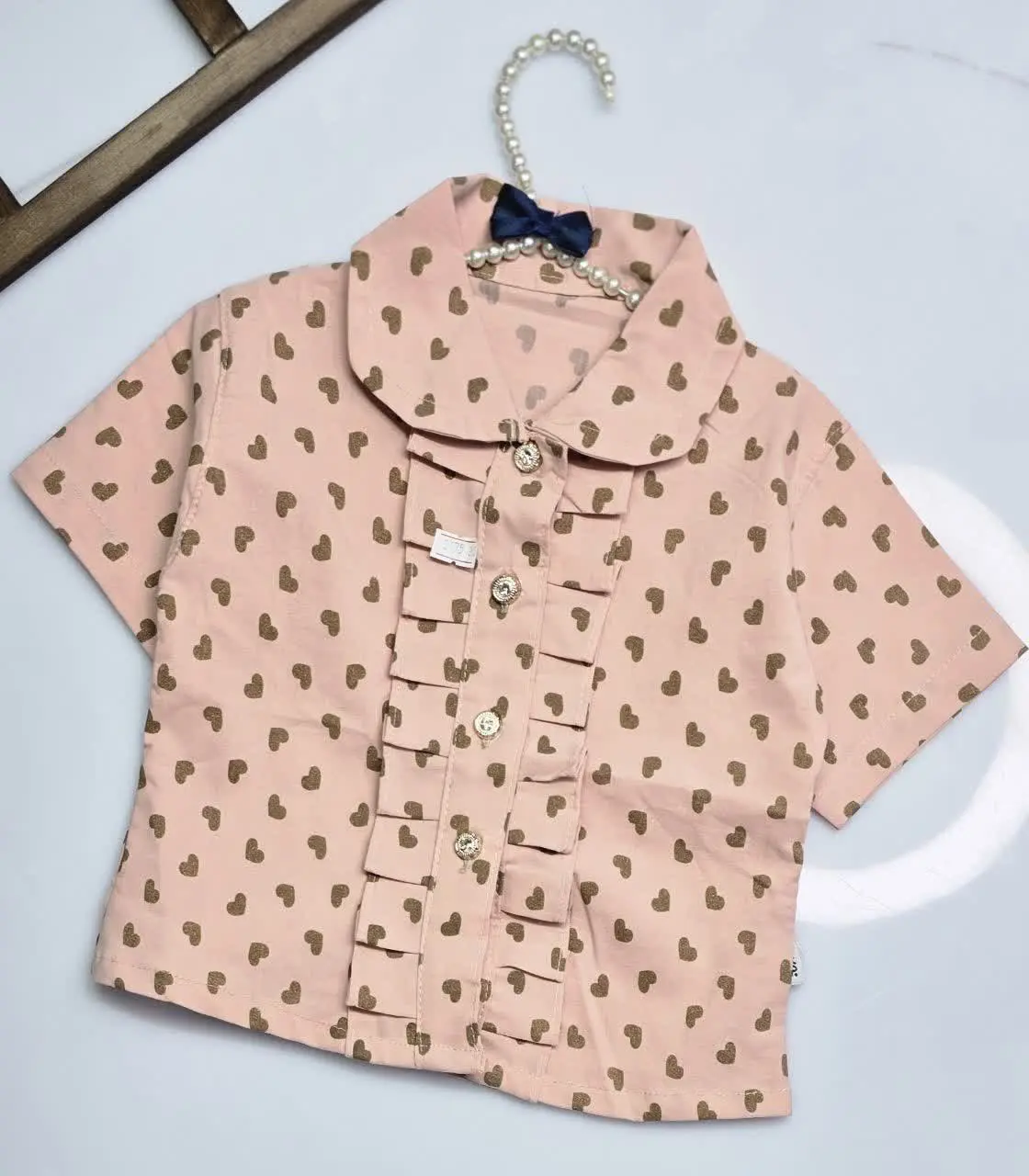 ♨️شومیز نقلی قلبی رنگ گلبهی😍👆