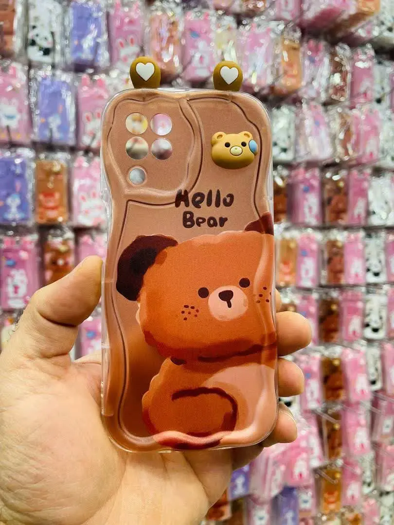 📱مدل قاب: قاب موجی عروسکی گوشدار برجسته در دو سبک نیمه شفاف و روغنی مخصوص انواع #سامسونگ #شیائومی 
