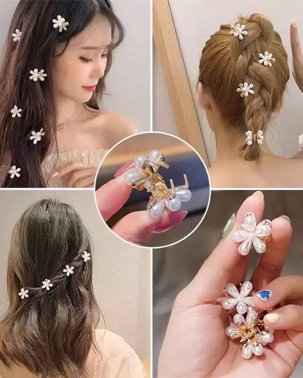 #کلیپس بابونه مرواریدی سفید 🌼
