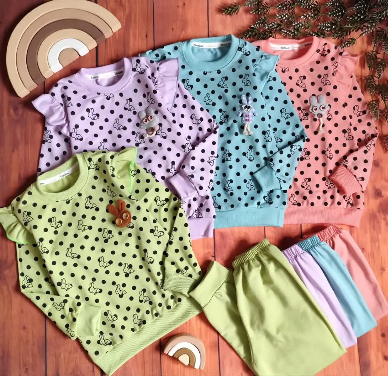 😍ست بلوز و شلوار دخترانه خا...