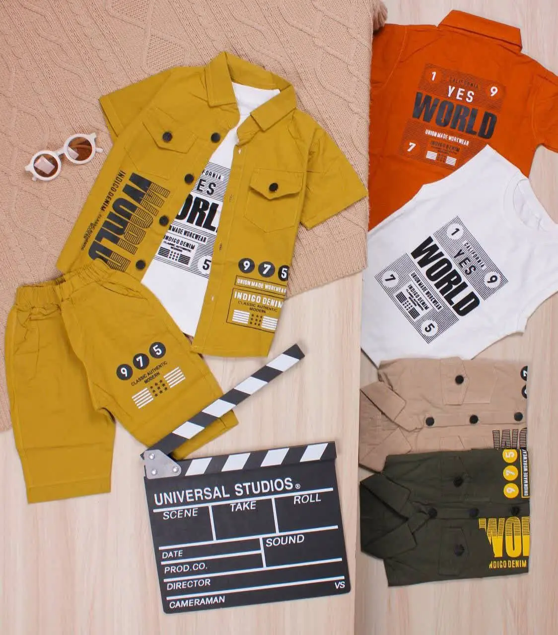 👫سه تیکه کتان چاپ WORLD👫
