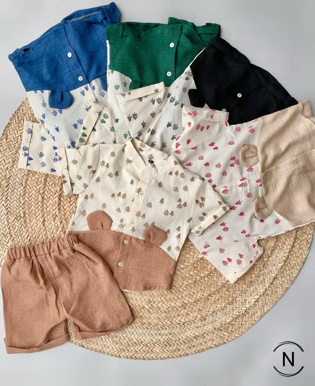 پیراهن‌شلوارک لنین یقه انگلیسی 
