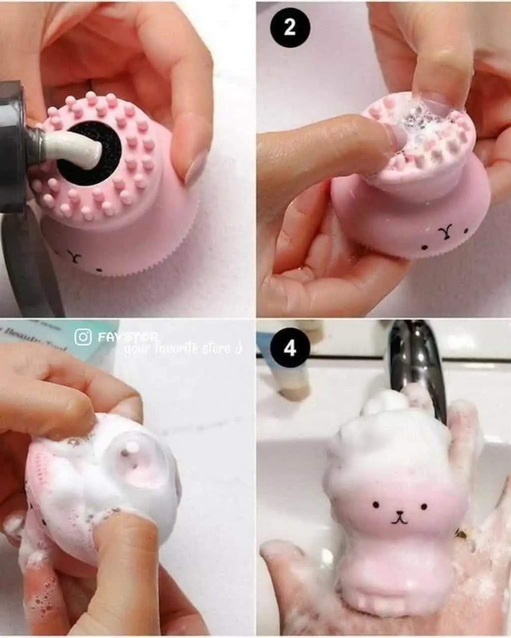 ابتدا فیس براش را کامل خیس...