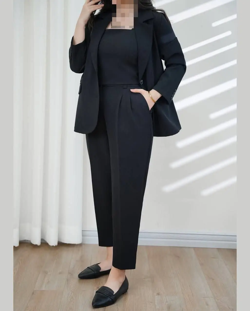 🌷نام: سه تیکه کراپ کت و شلوار ماهشید 
