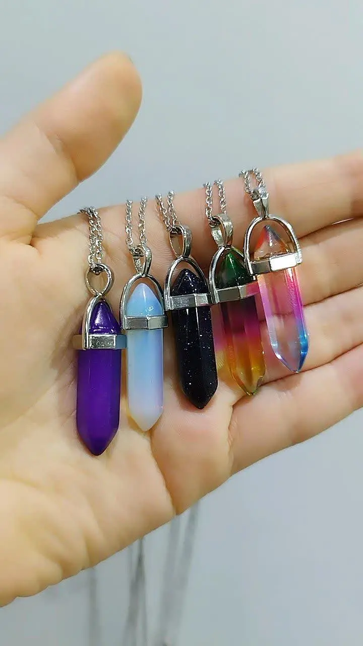 🌈🌈🌈🌈🌈🌈🌈🌈🌈🌈🌈گردنبند منشور با سنگهای طبیعی
