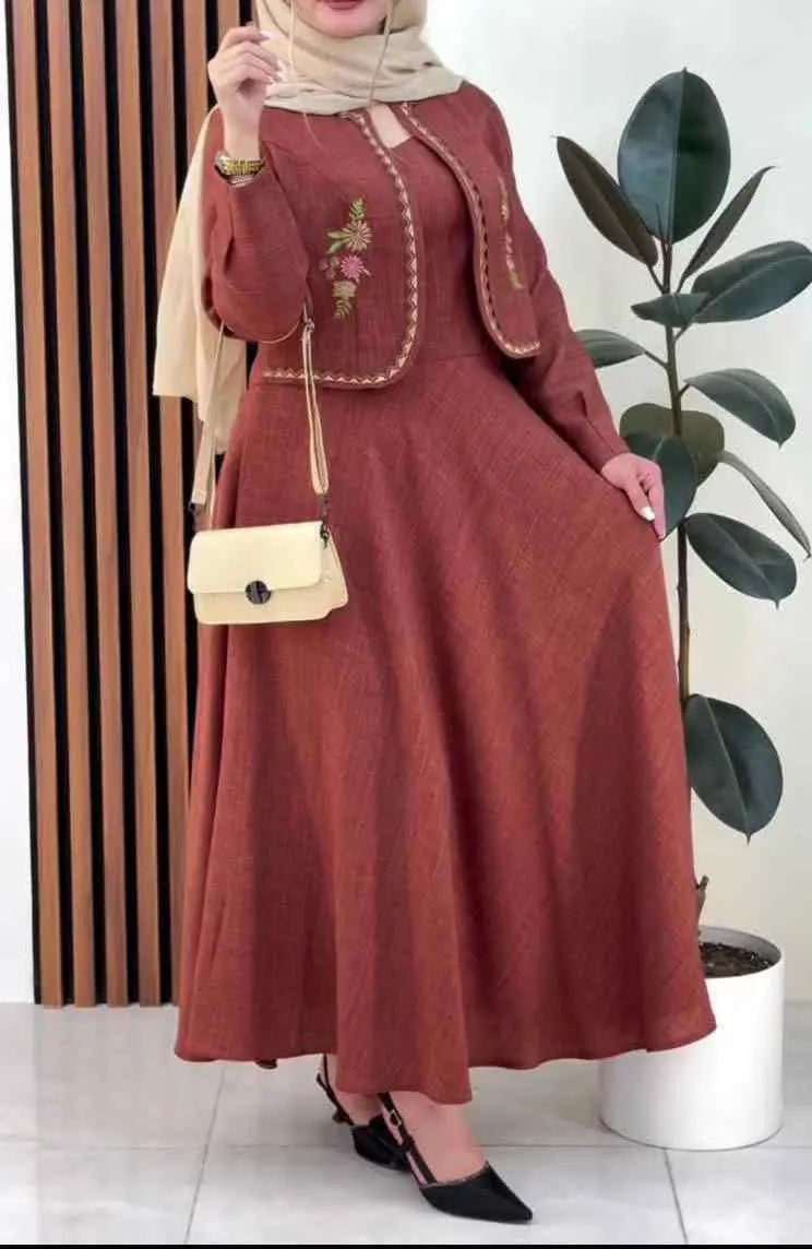 🍃نام: کت و سارافون شانتون گلدوزی 
