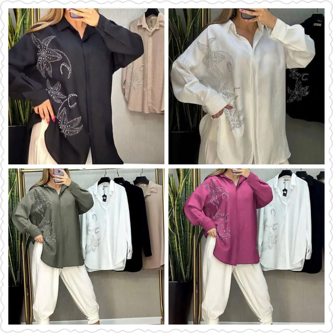 شومیز مانتویی سه گل⚜️ 
