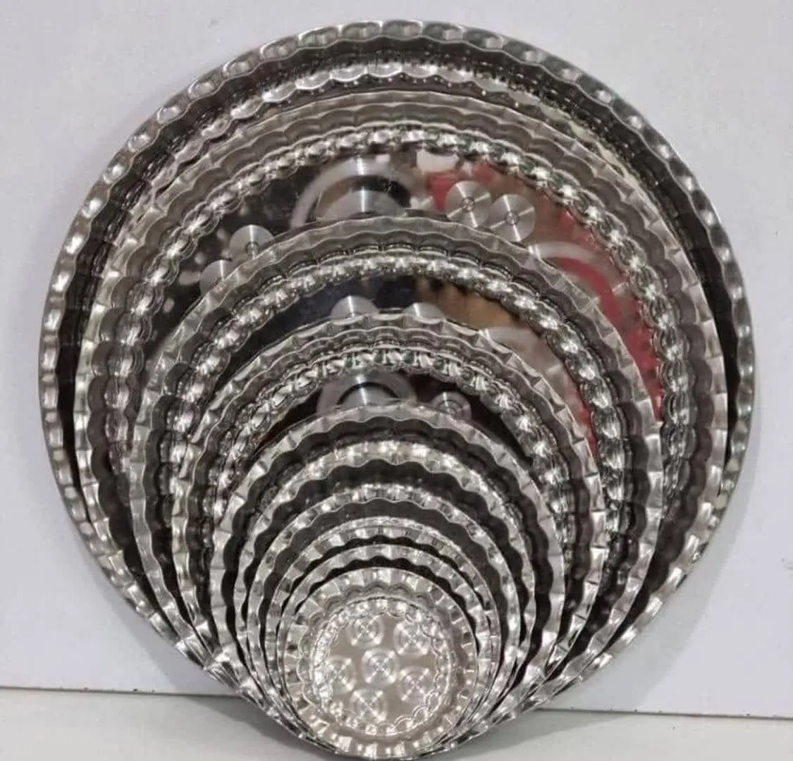 ✅پک ۱۰تایی سینی استیل ساده 
