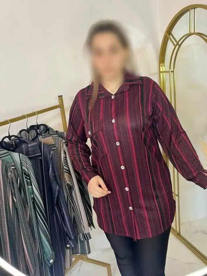 🌼شومیز، مانتویی کریشه راه راه
