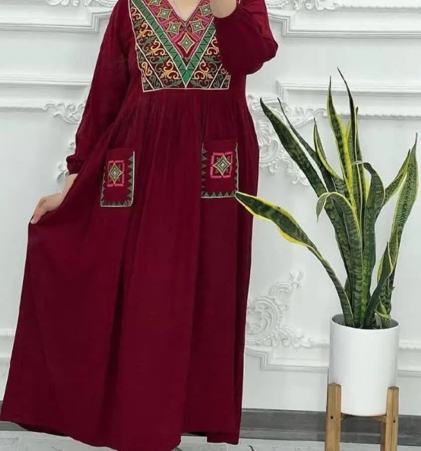 🖋نام: پیراهن نخی جیب گلدوزی شارلوت
