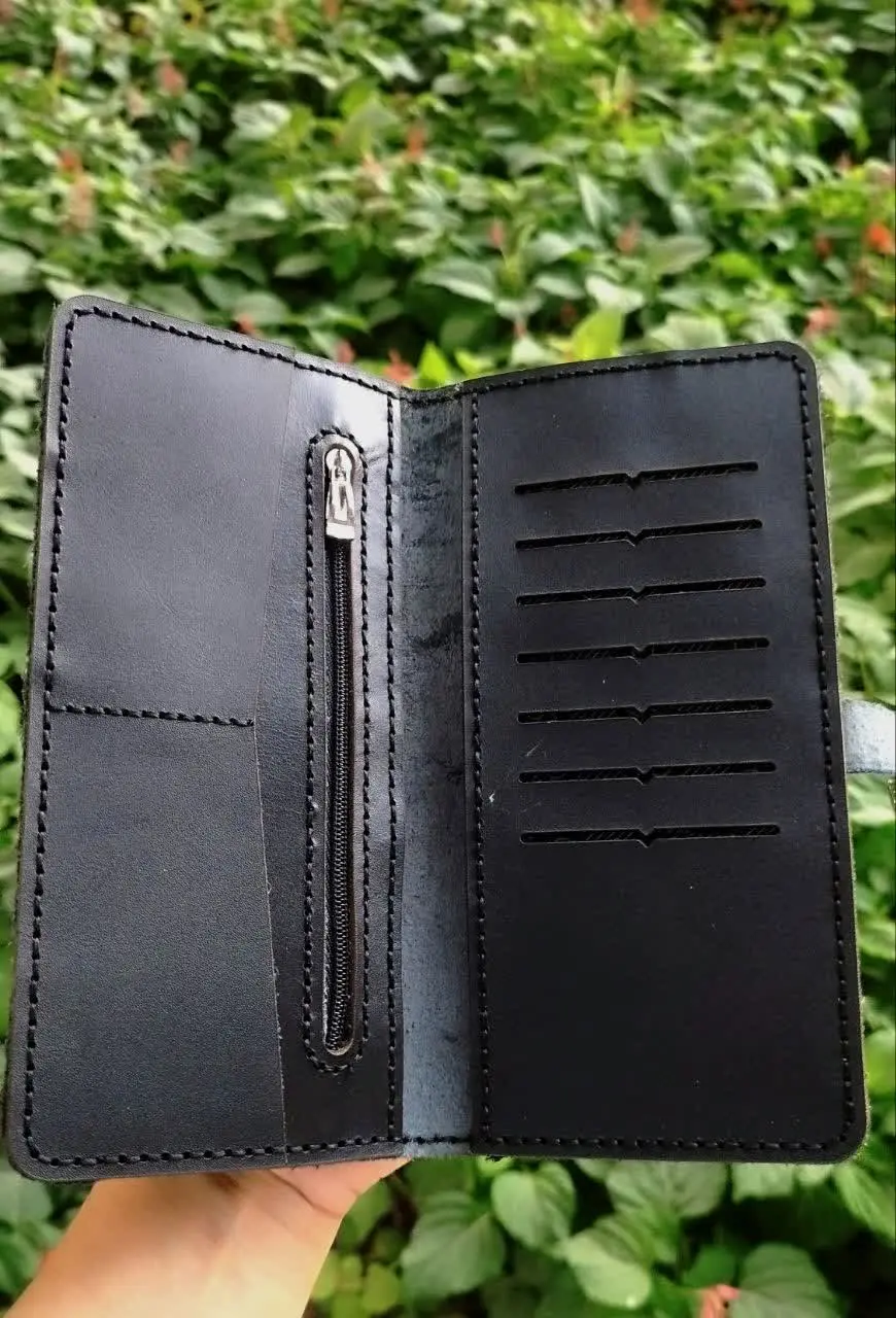 کیف پول چرم گاوی دست دوز