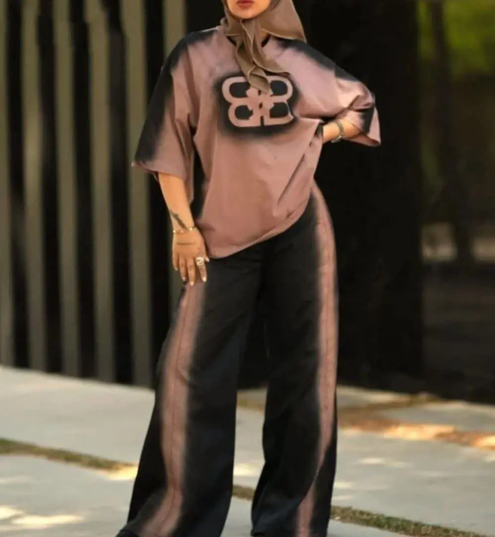 ست تیشرت باکسی و شلوار بگ