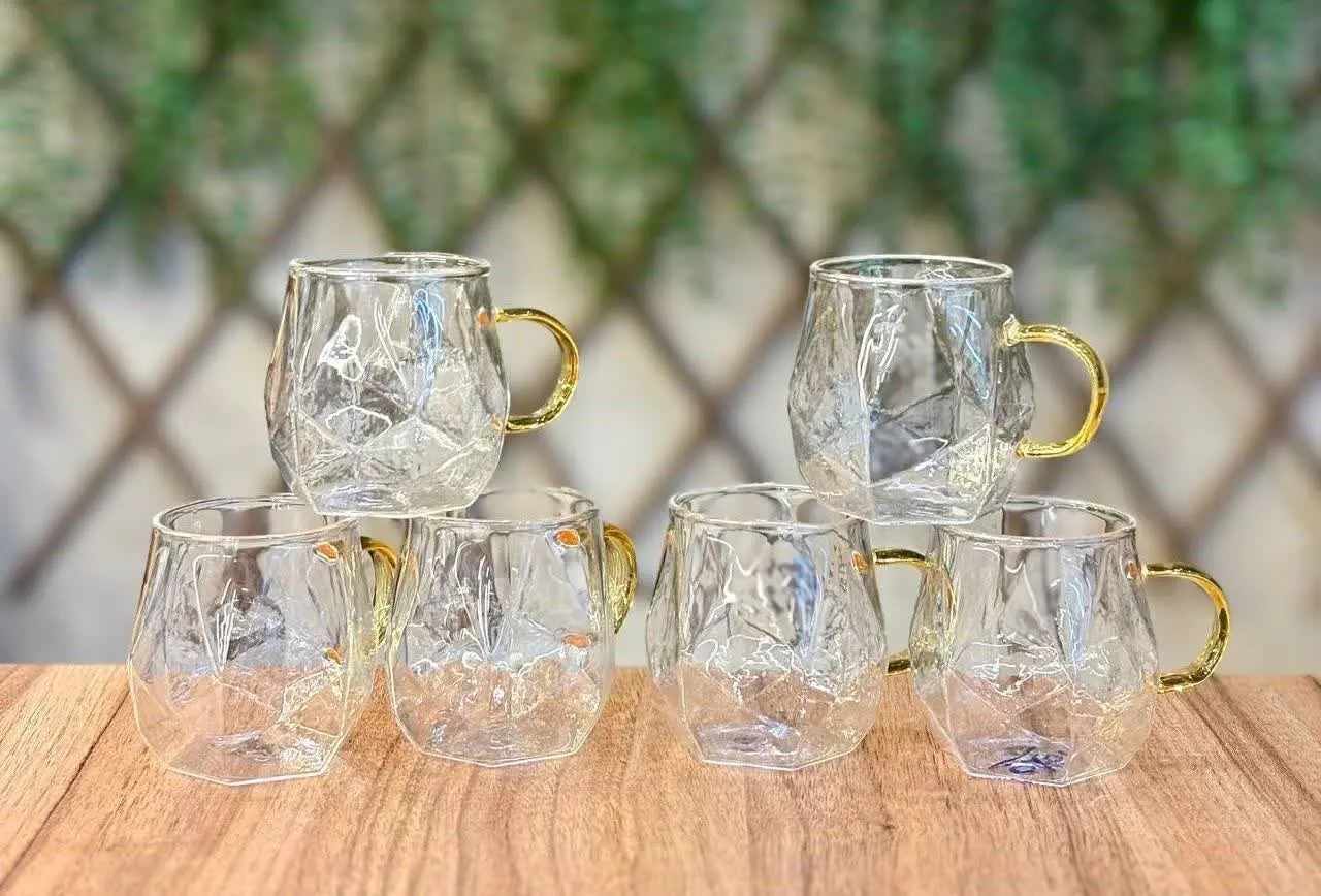 💥شات پیرکس چندضلعی دسته طلایی💥