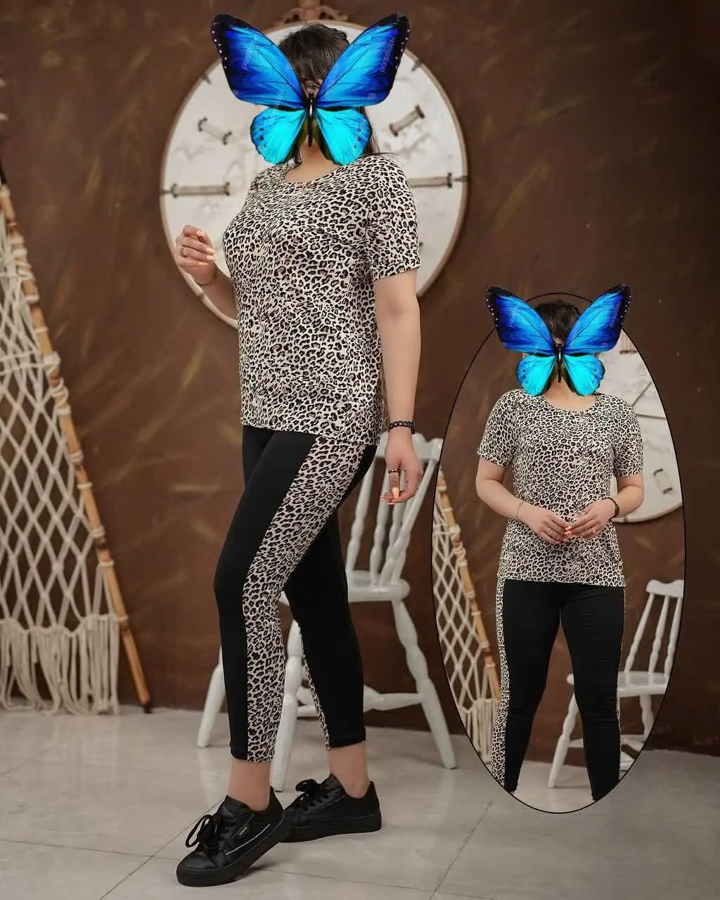 نام: تیشرت ساپورت قواره دار پلنگی روشن
