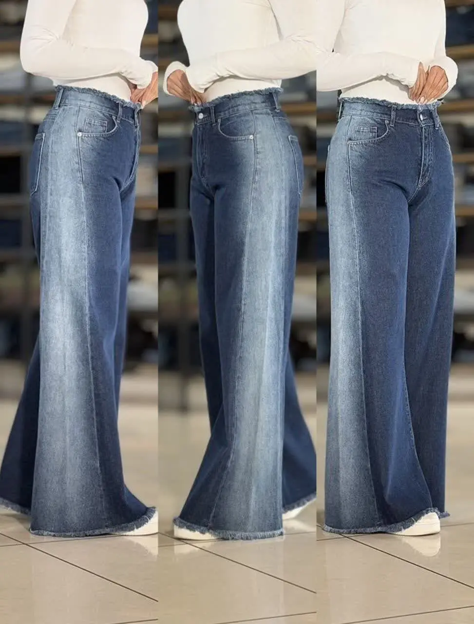 شلوار جین شافل بغل سنگشور