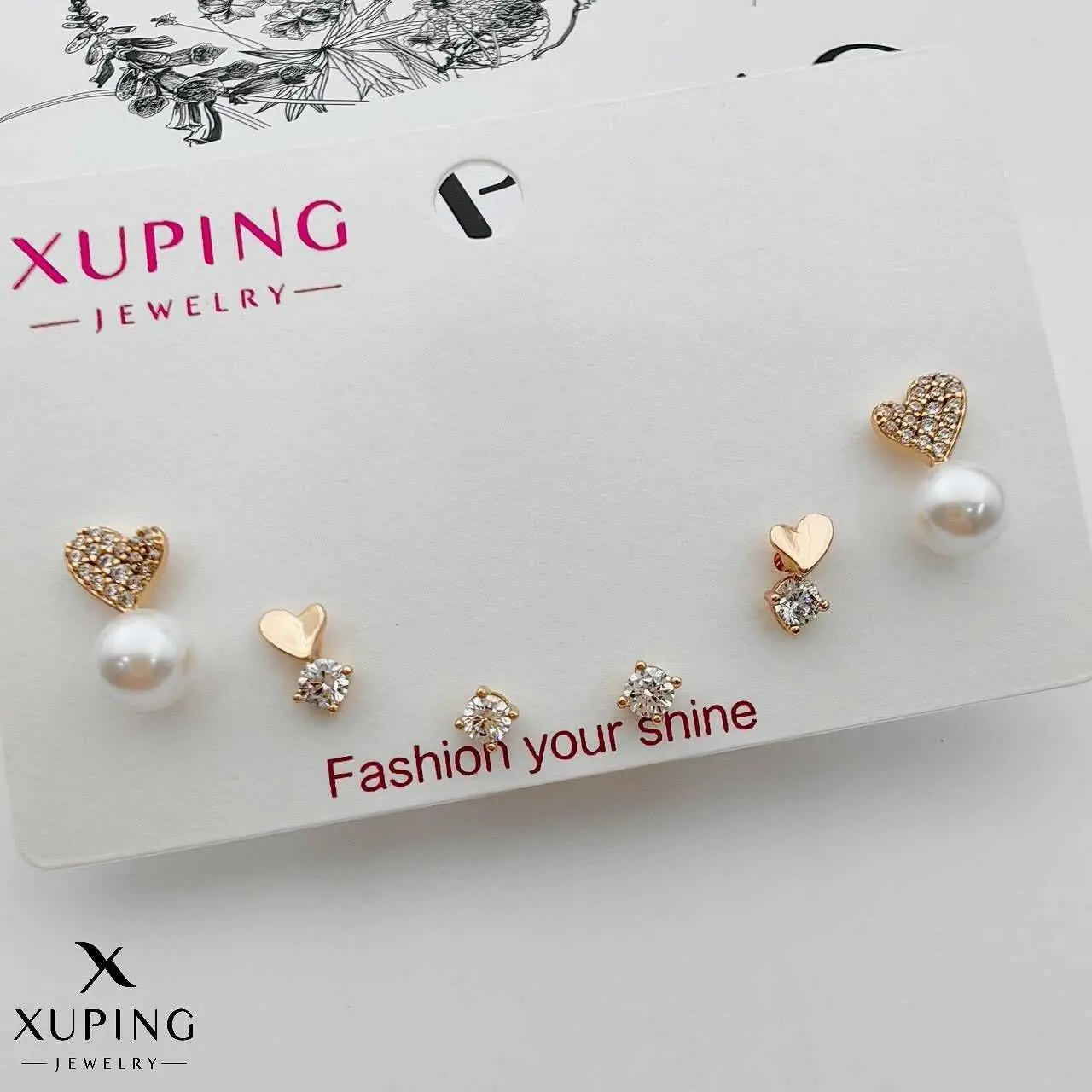 گوشواره سه جفتی ژوپینگ کد ۲۸۹۸