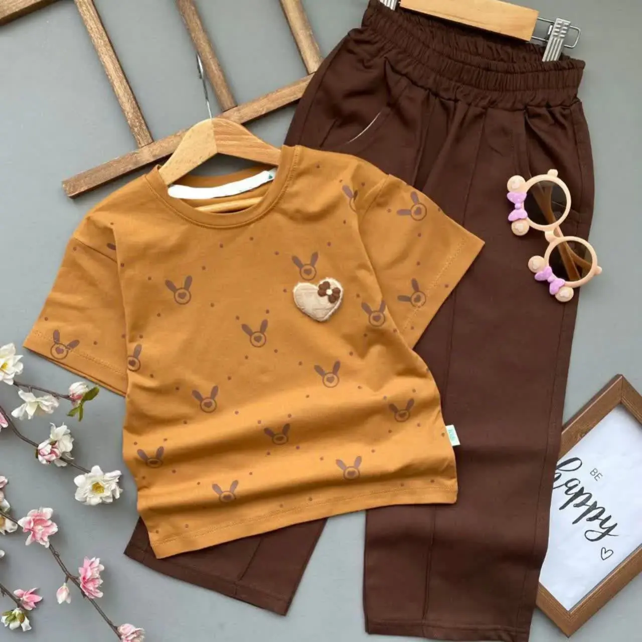 ✨👕👖 ست تیشرت و شلوار قلب بر...