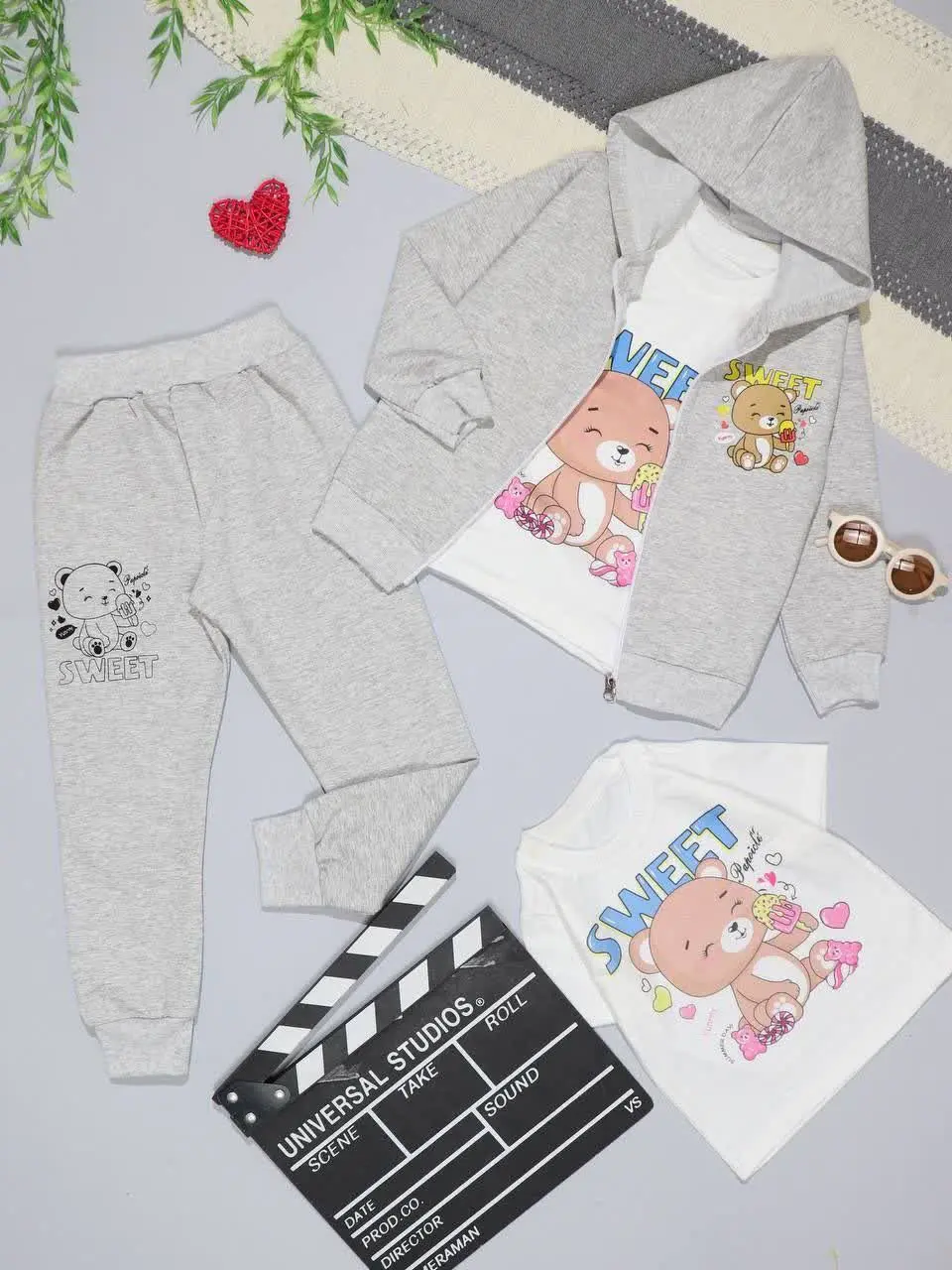 👫 سه تیکه ملانژ چاپ خرس SWE...