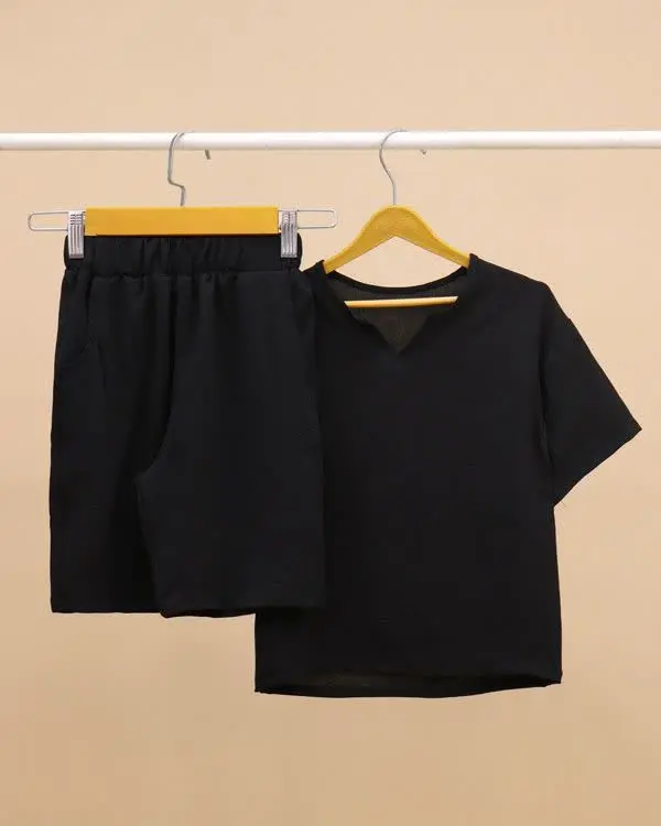 ست خنک و کولر دار تیشرت شلوارک بگ استایل😍
