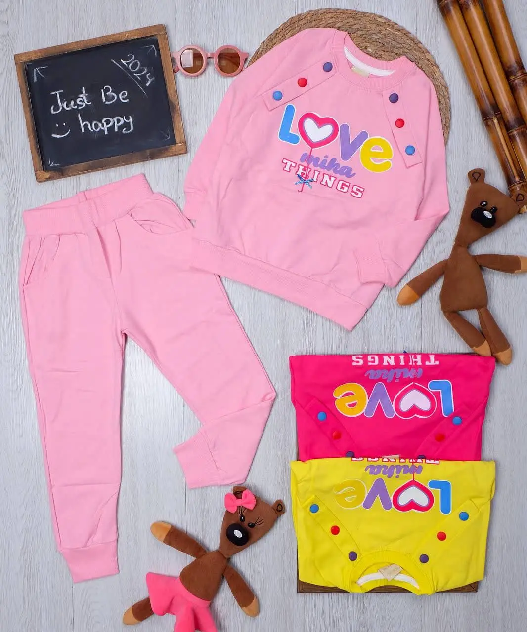 👫بلوز و شلوار طرح دکمه دار LOVE👫
