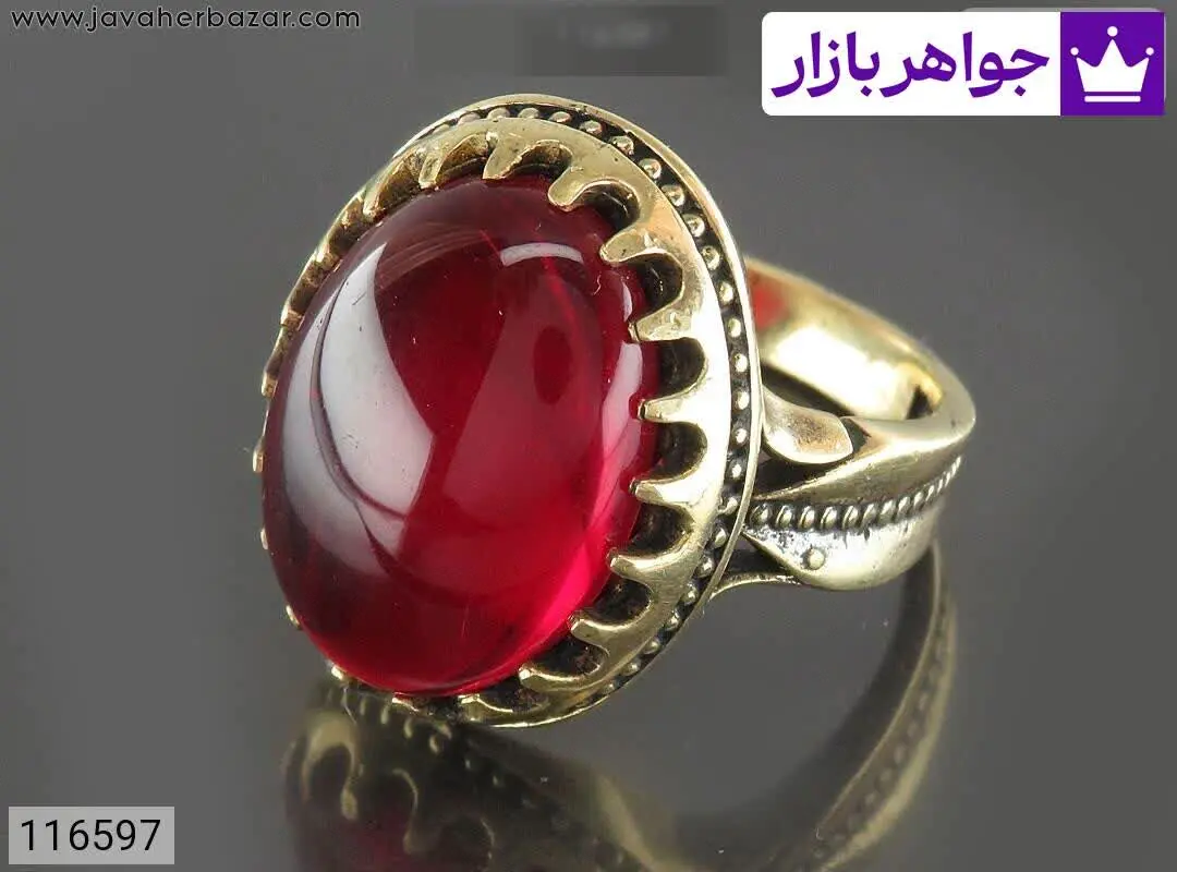انگشتر طلاروس یاقوت سنتاتیک مردانه - کد ۱۱۶۵۹۷
