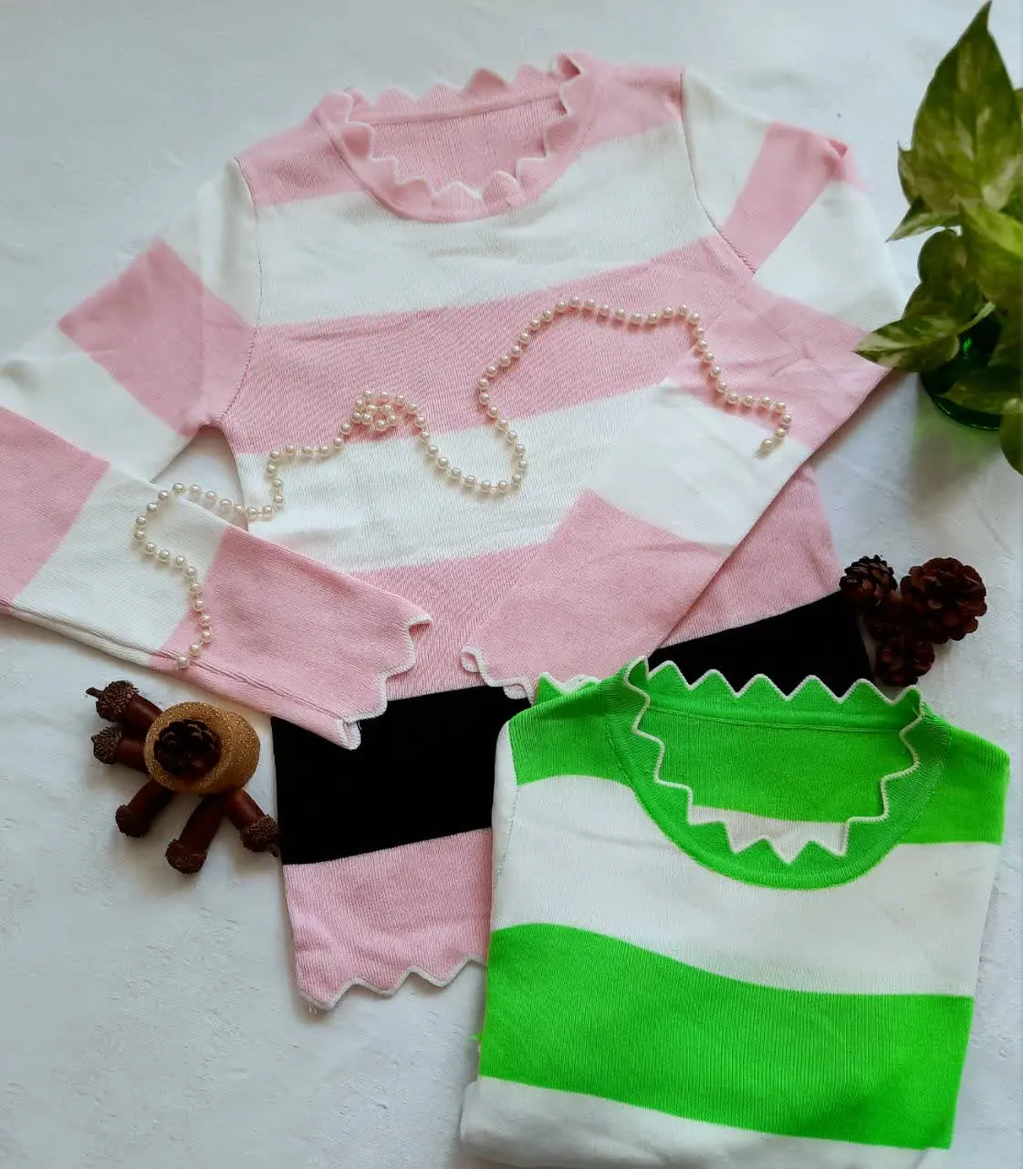 🌼بلوز دخترانه بافت راه راه
