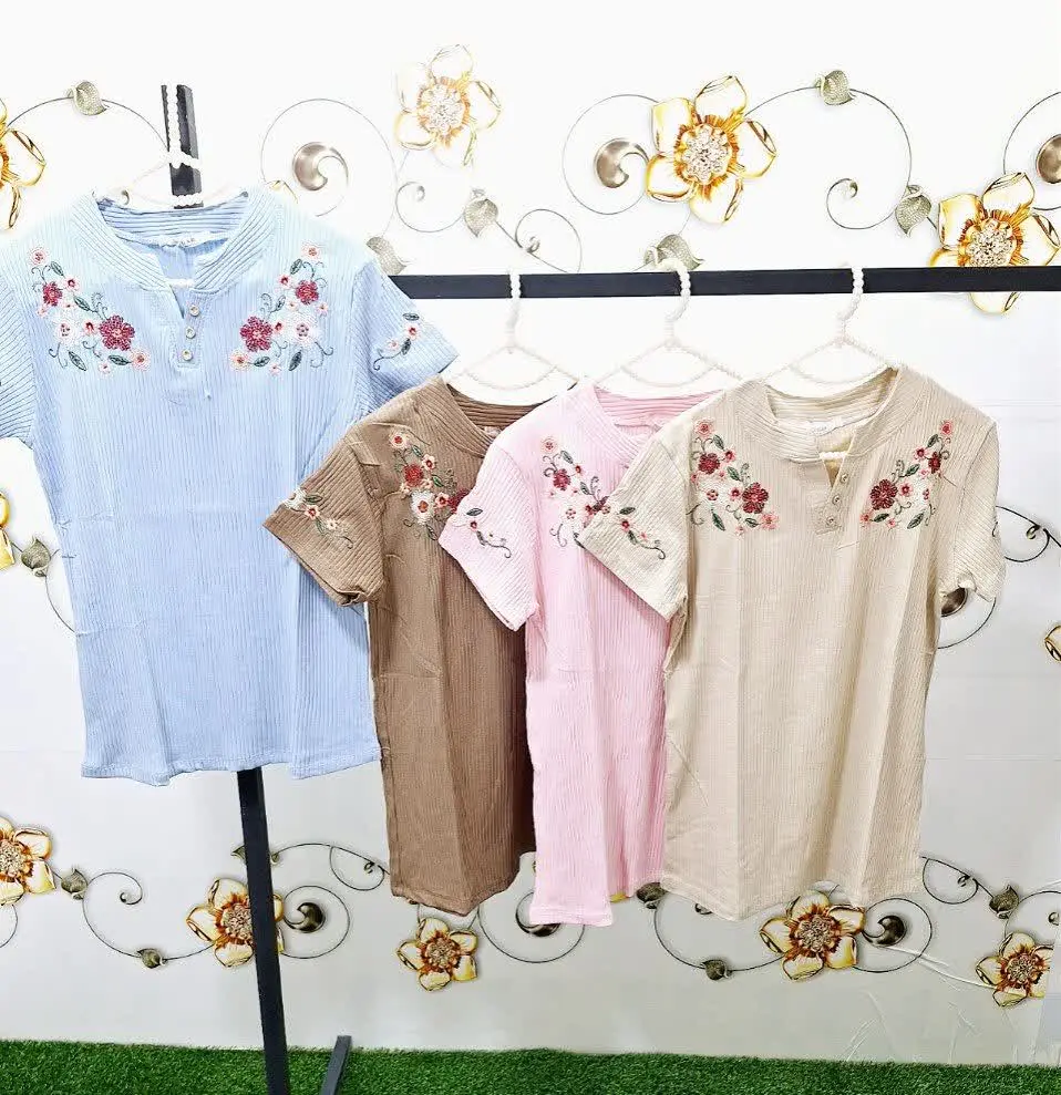 نام: تیشرت یقه سنجاف گلدوزی 
