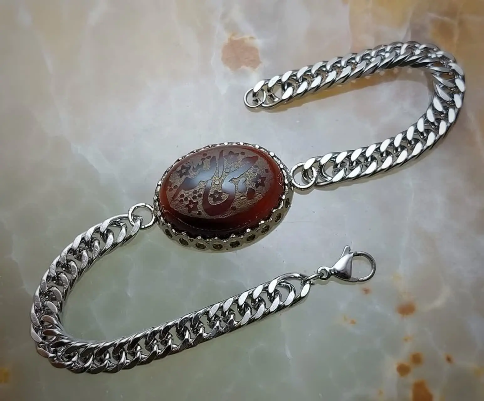 دستبند هیئتی عقیق قهوه ای ح...