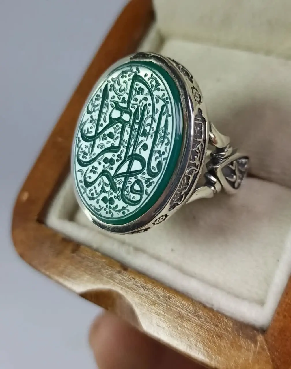 💎انگشتر مردانه عقیق سبز اصلی