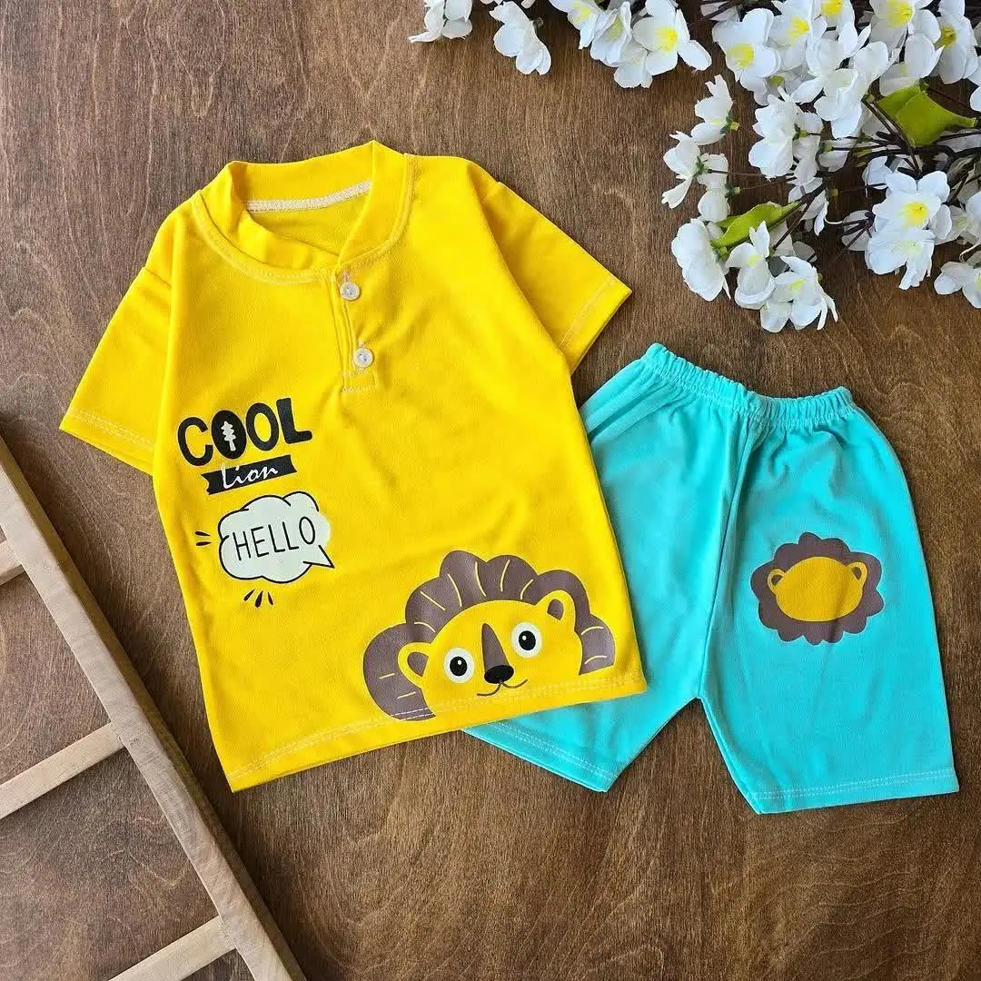 تیشرت شلوارک سبز شیر سایز ۳۵، ۴۰
