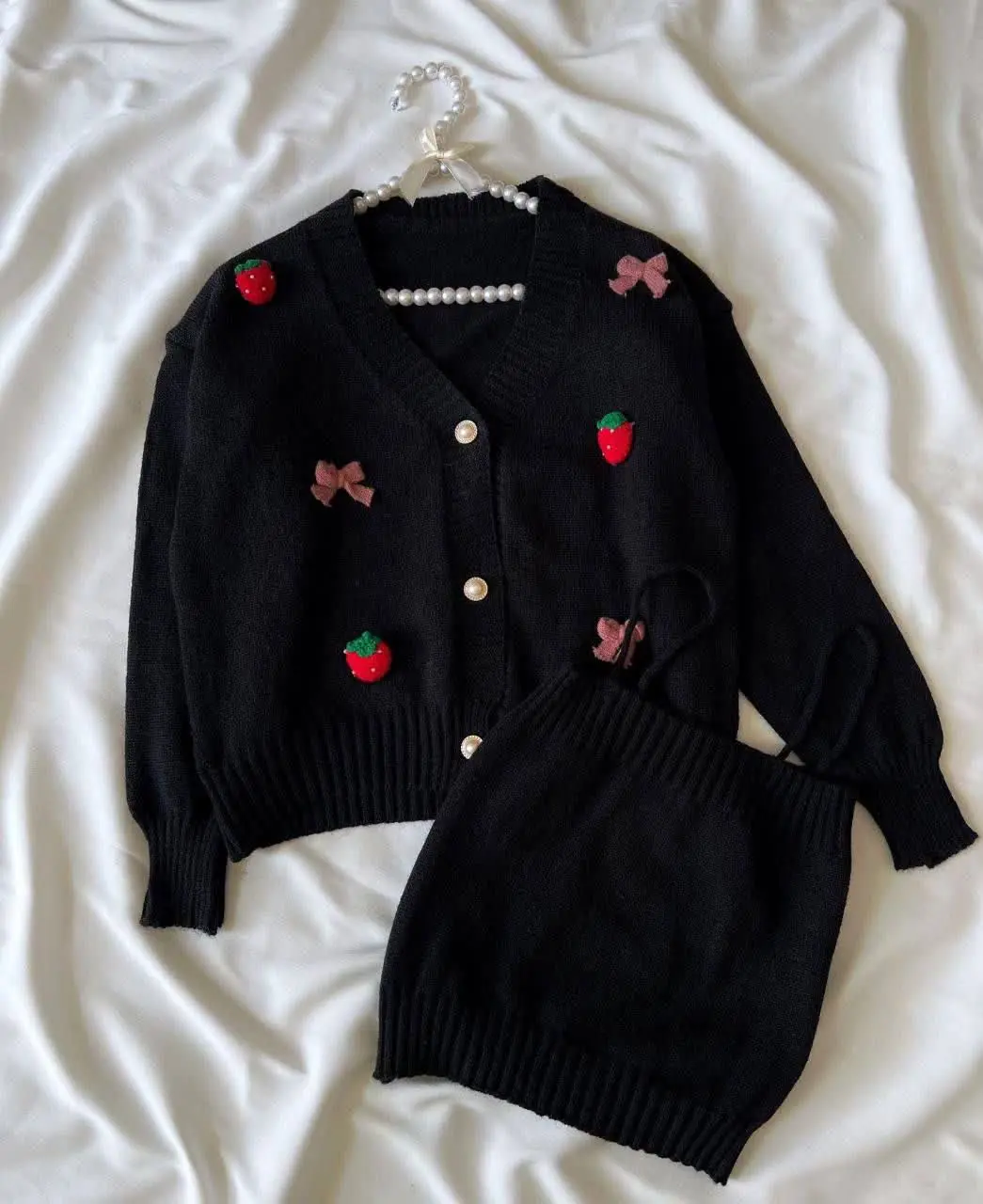 🍀ست دوتیکه بافت توت فرنگی