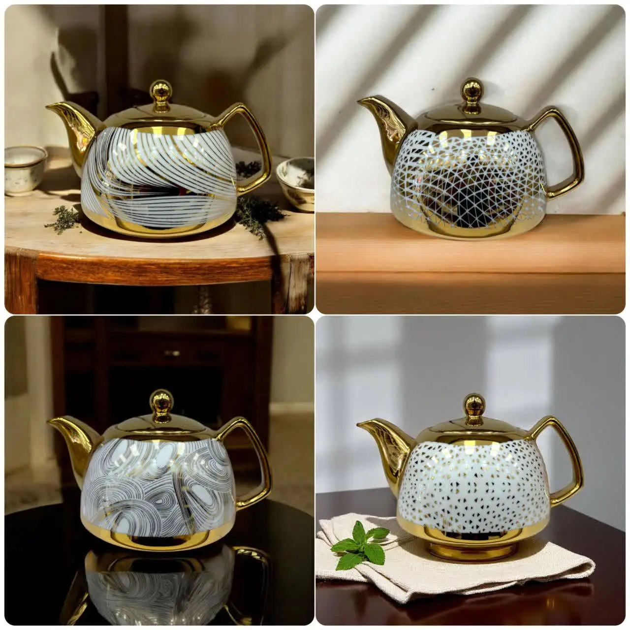 💥قوری طرحدار طلایی 💥