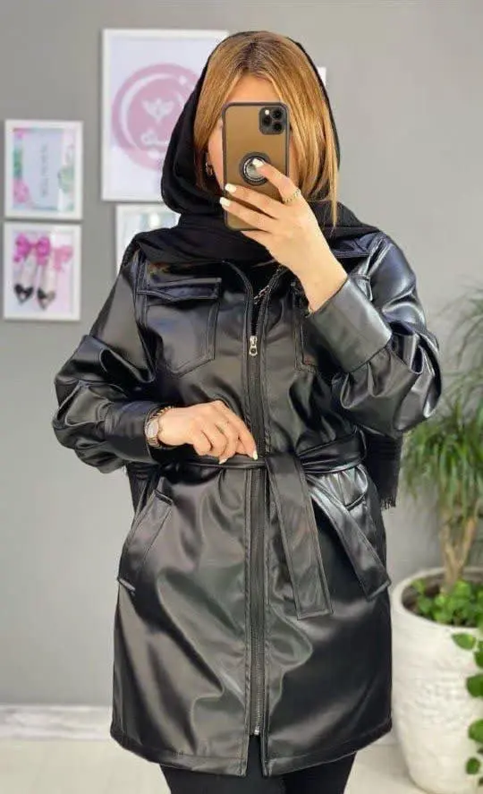 ❣نام: مانتو کتی (چهارجیب) چرم